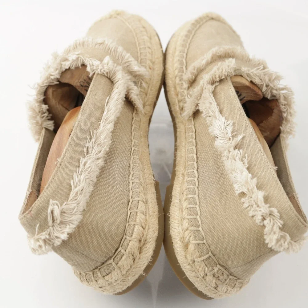 Joie Womens Vivienne Espadrille Shoe Size 38 8 Tan Canvas Flats Fringe Slip On
